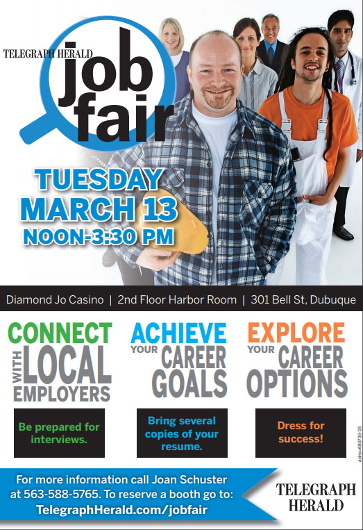 Job Fair, March 13, Noon to 3:30 at the Diamond Jo Casino